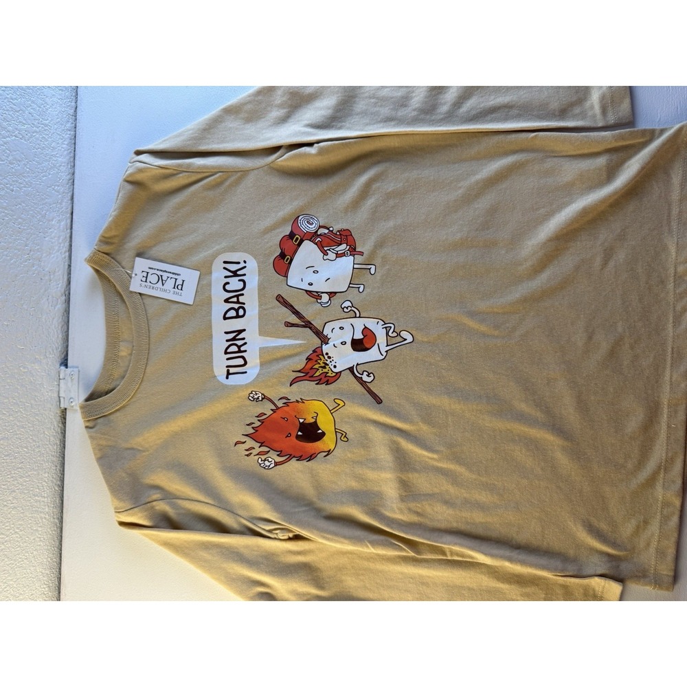 Childrens Place Kids Tan Graphic Long Sleeve T-Shirt M 7/8 3050612